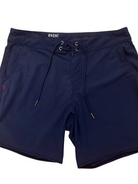 Rhone Quick Dry Swim Trunks Mens Size 32 Drawstring Board Shorts Stretch Blue
